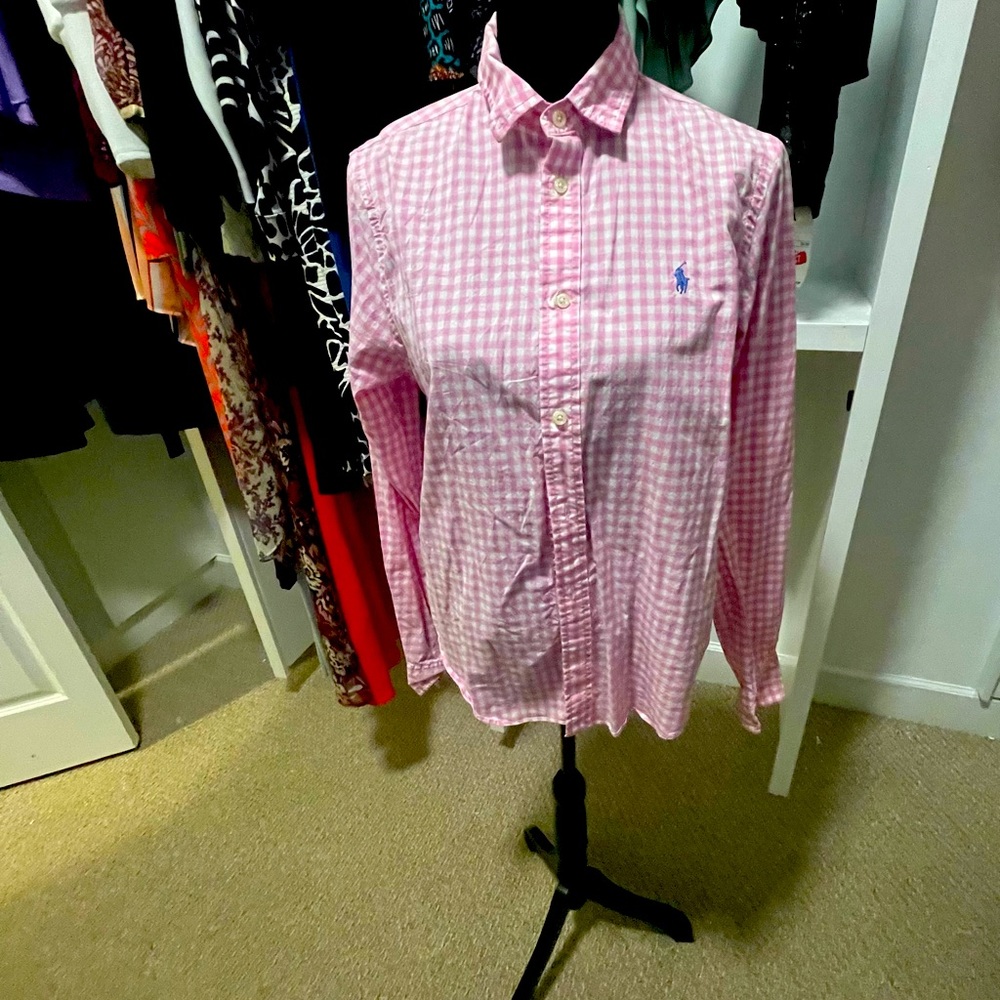 Ralph Lauren, pink Gingham shirt. Worn once.